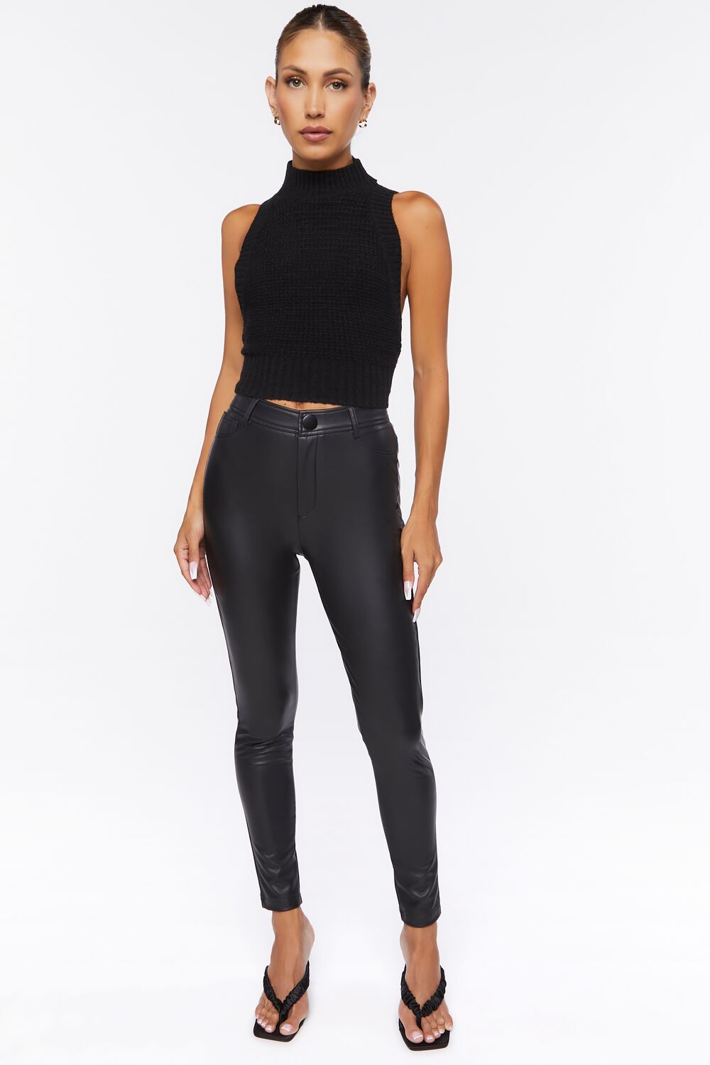 Sweater-Knit Mock Neck Top