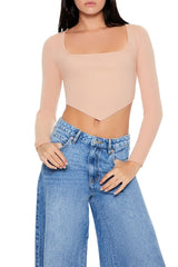 Cropped Rib-Knit Sweater