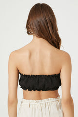Smocked Tie-Front Crop Top