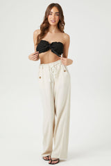 Smocked Tie-Front Crop Top