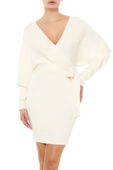Surplice Midi Sweater Dress