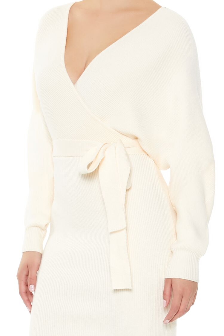 Surplice Midi Sweater Dress