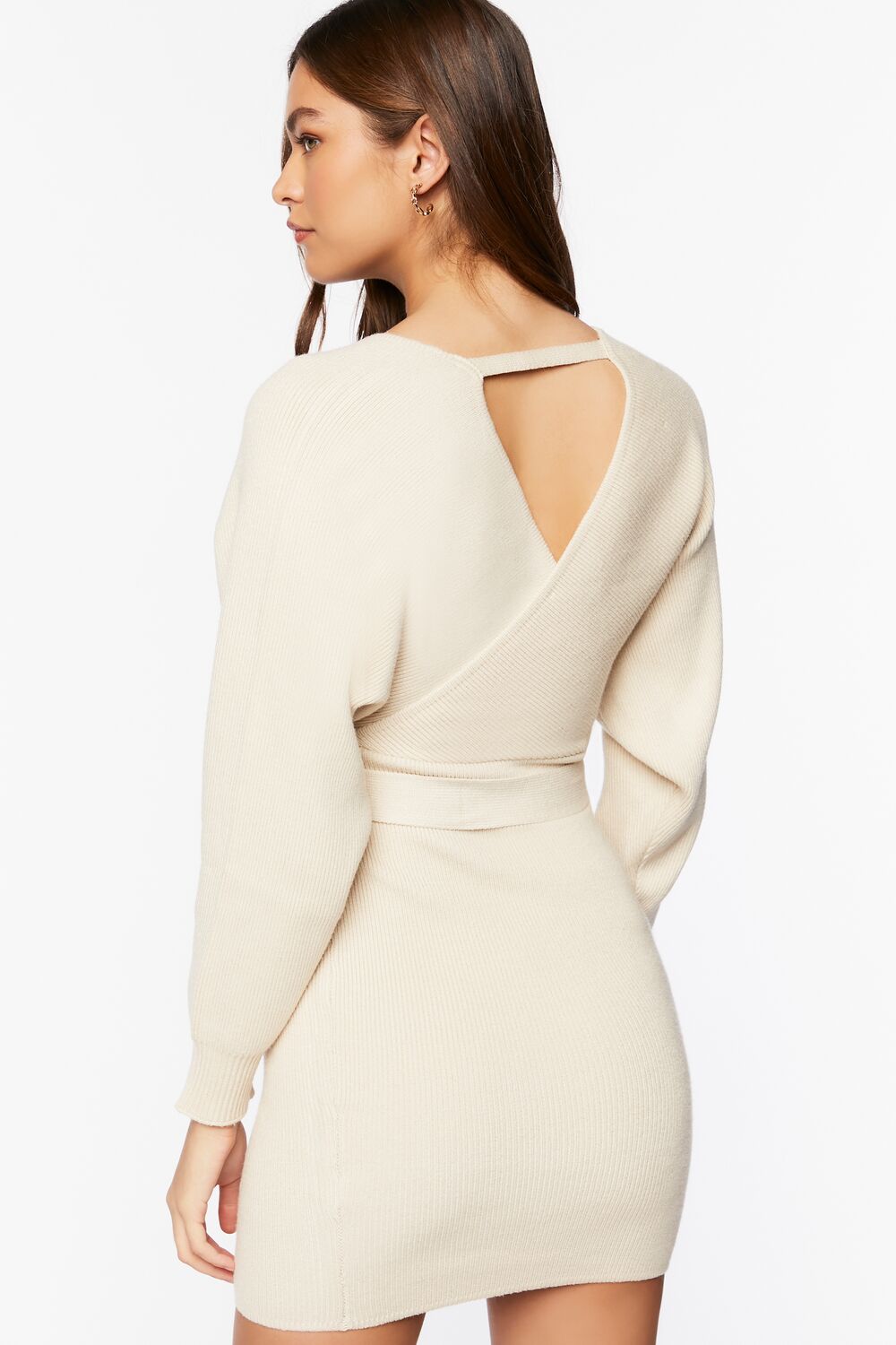Surplice Midi Sweater Dress