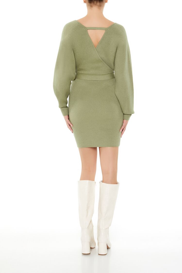 Surplice Midi Sweater Dress