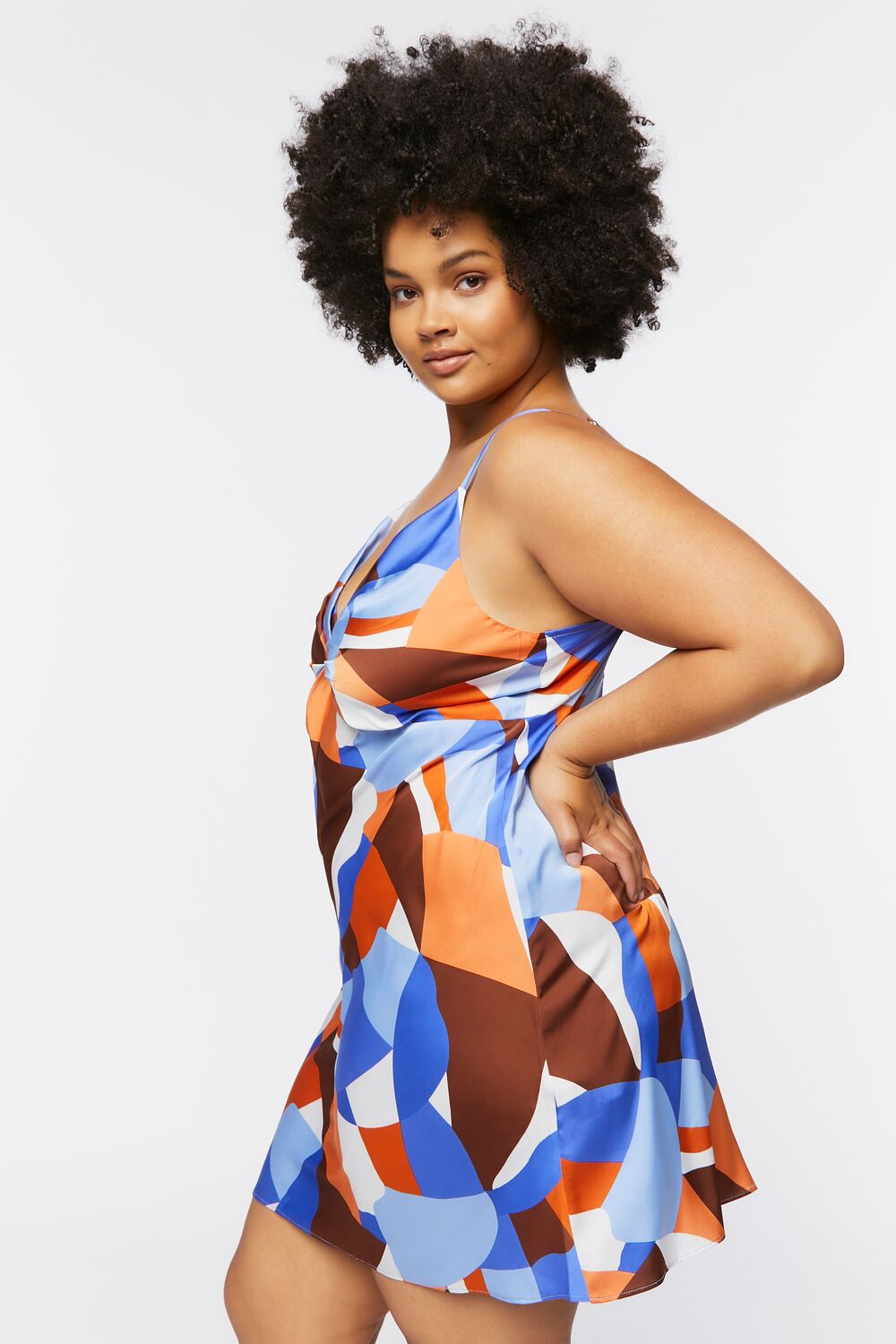 Plus Size Ruched Satin Mini Dress