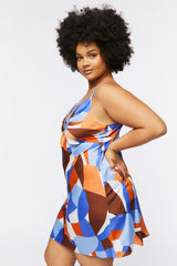 Plus Size Ruched Satin Mini Dress