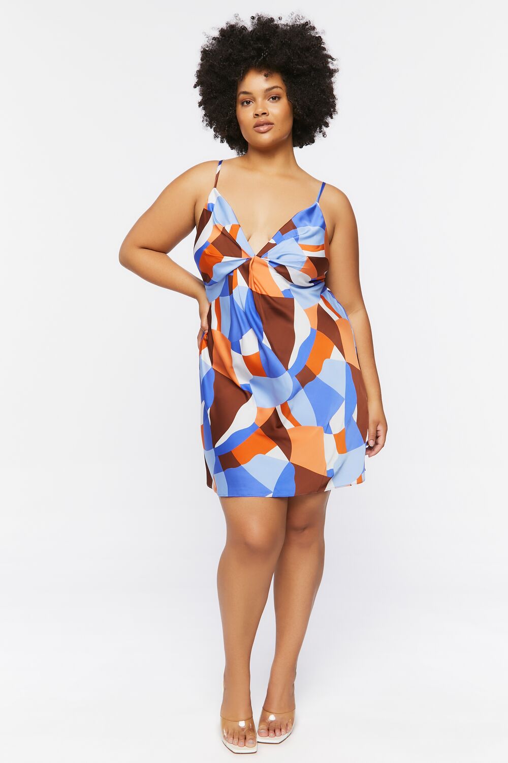 Plus Size Ruched Satin Mini Dress