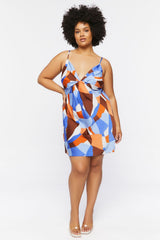 Plus Size Ruched Satin Mini Dress