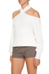 Crisscross Off-the-Shoulder Sweater