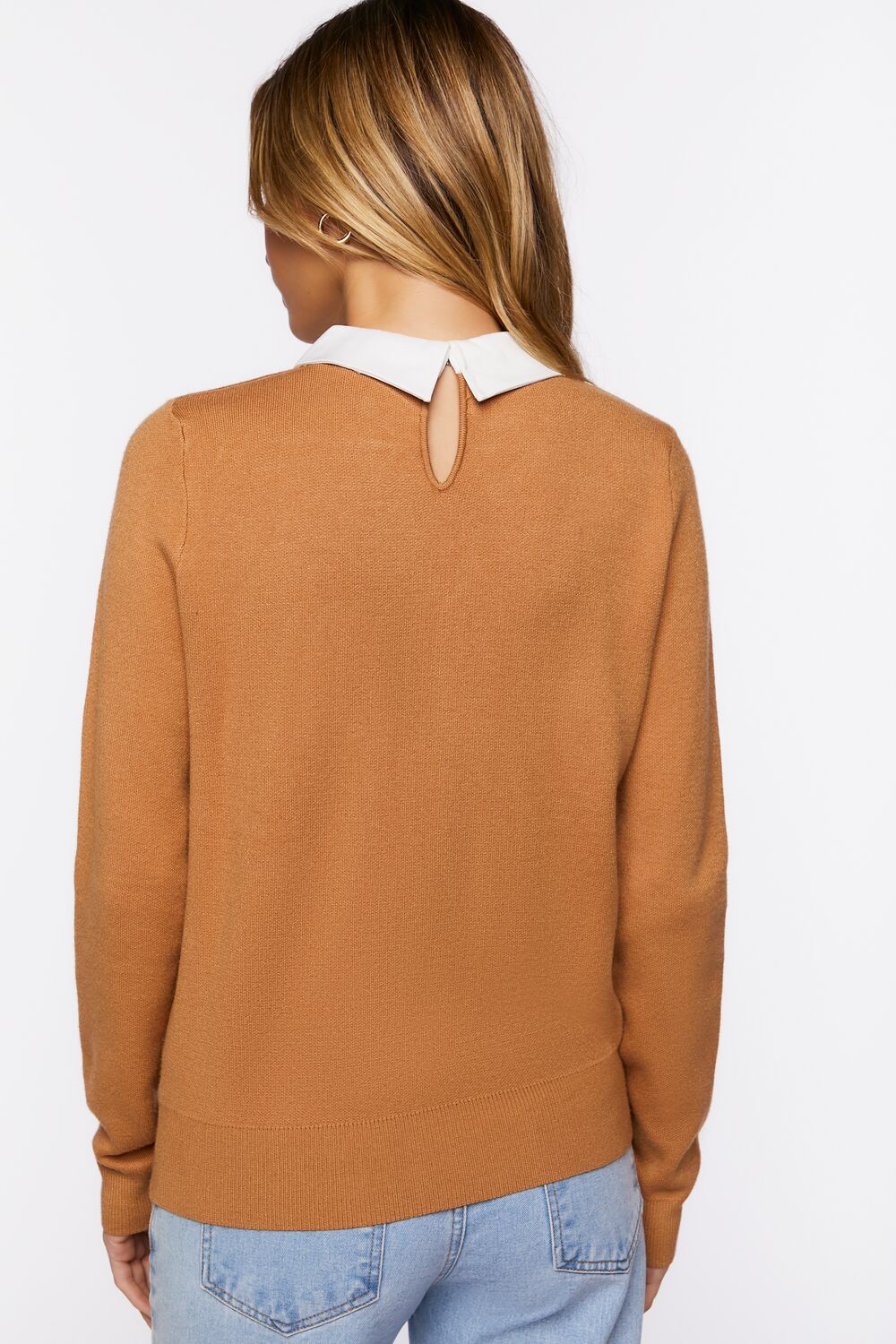 Faux Gem-Collar Sweater
