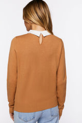 Faux Gem-Collar Sweater