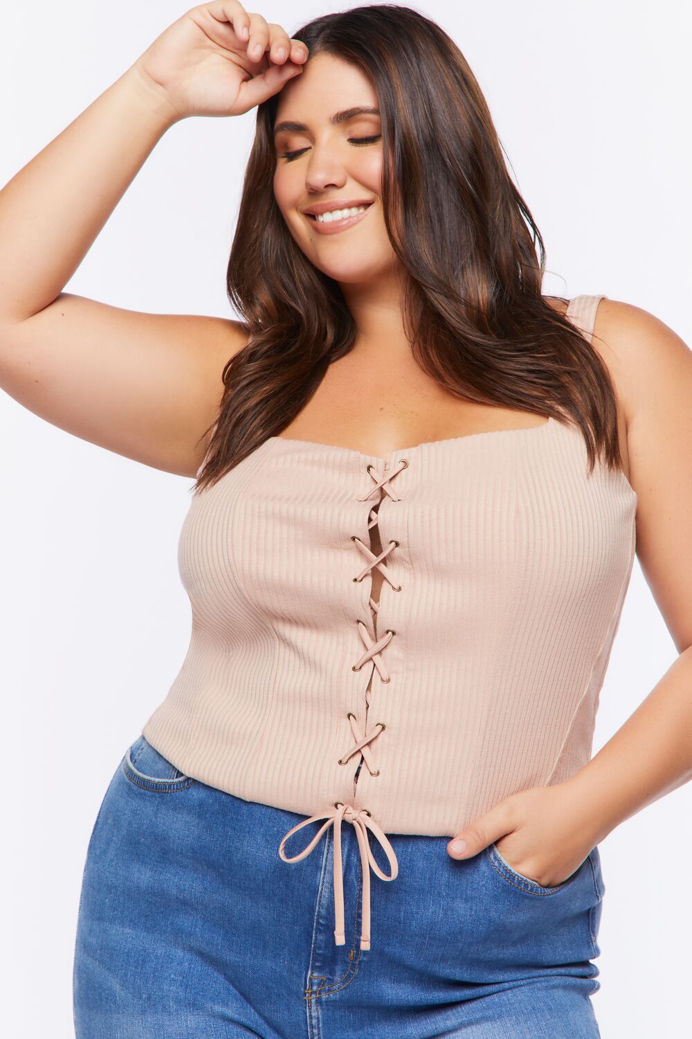 Plus Size Lace-Up Top