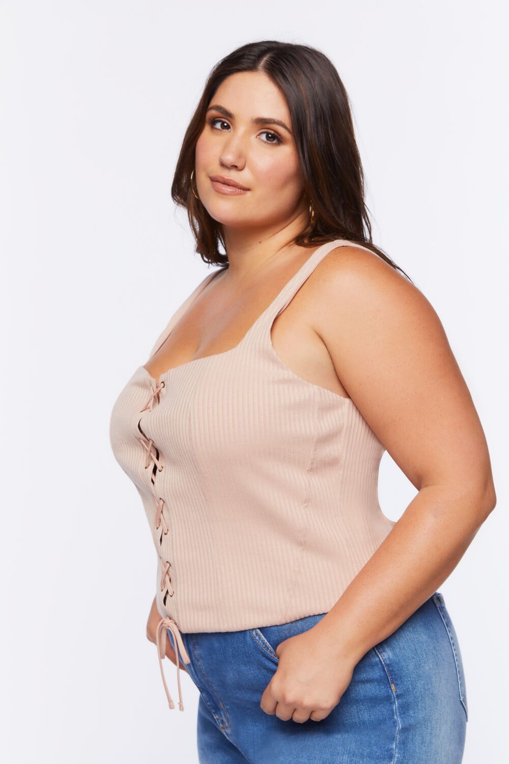 Plus Size Lace-Up Top