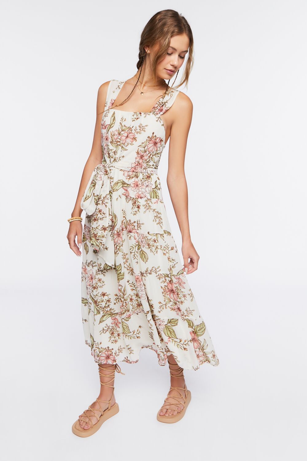 Chiffon Floral Print Midi Dress