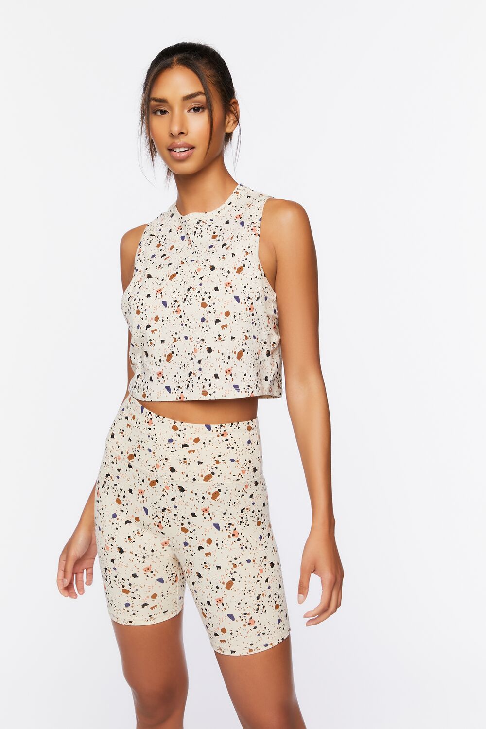 Active Terrazzo Print Biker Shorts