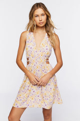 Floral Print Cutout Mini Dress
