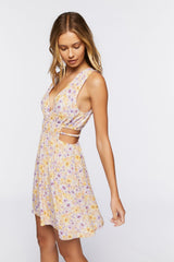 Floral Print Cutout Mini Dress