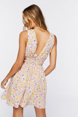 Floral Print Cutout Mini Dress