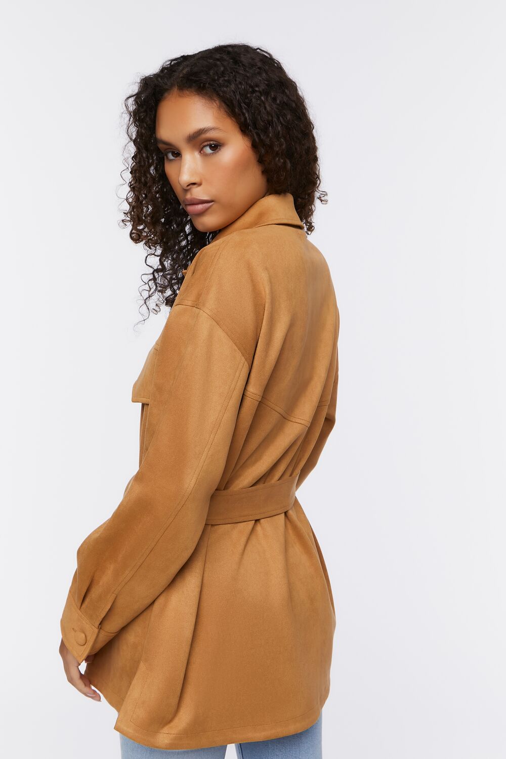 Faux Suede Trench Jacket