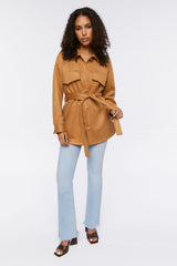 Faux Suede Trench Jacket