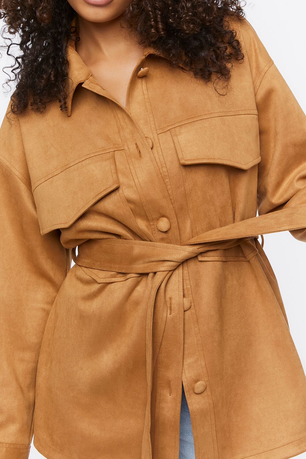 Faux Suede Trench Jacket
