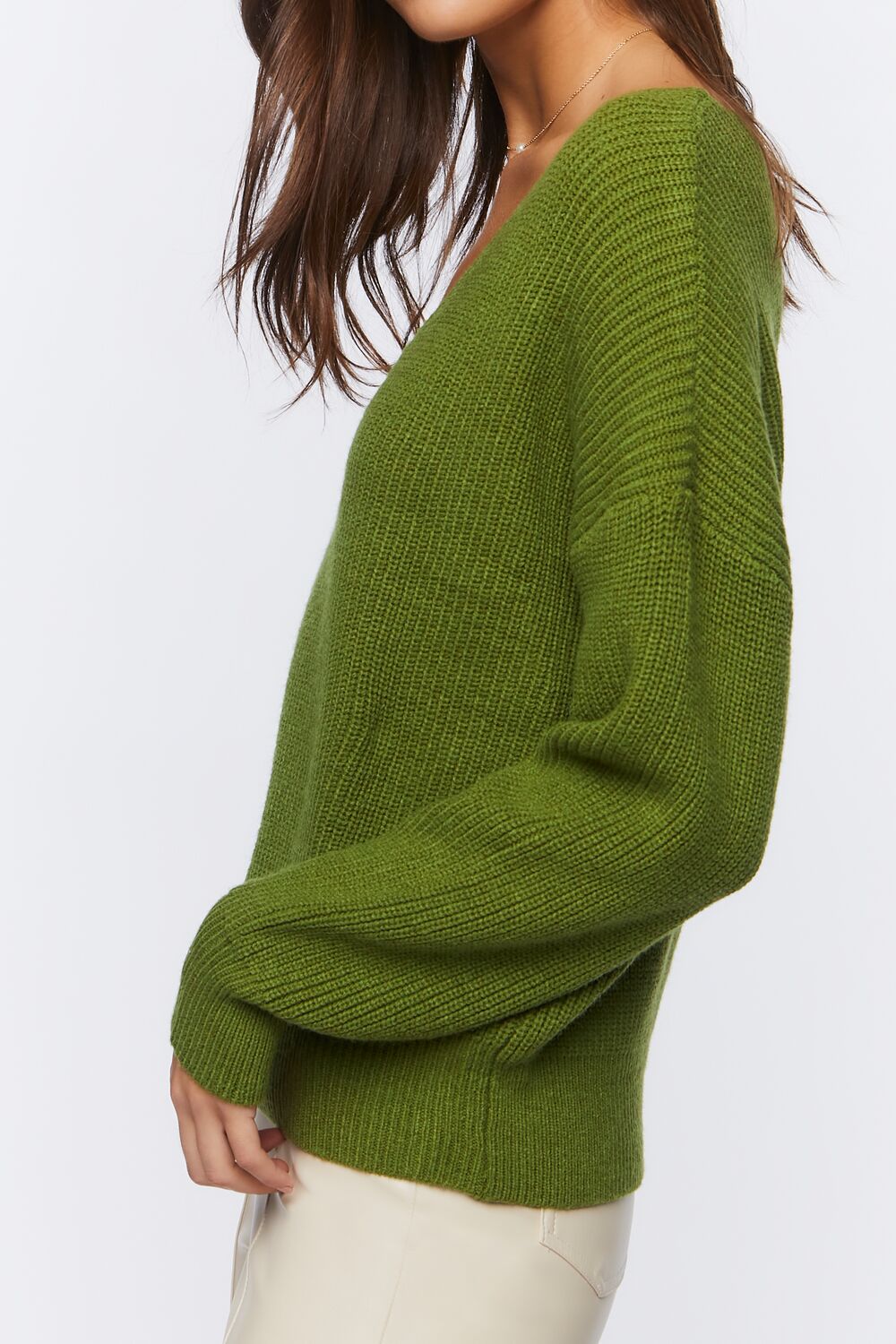 Ribbed Drop-Sleeve Sweater