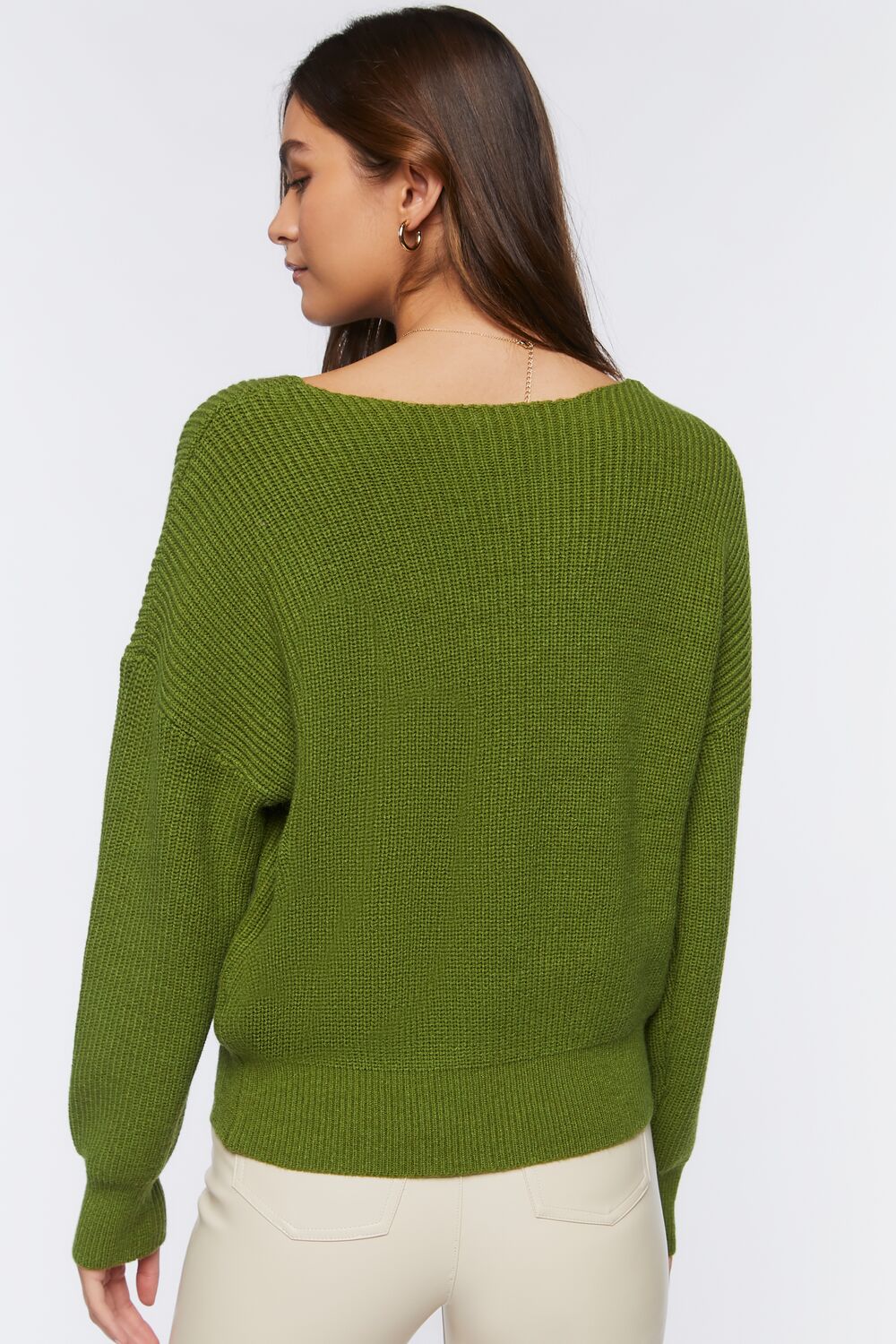 Ribbed Drop-Sleeve Sweater