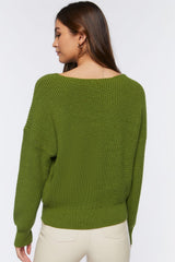 Ribbed Drop-Sleeve Sweater