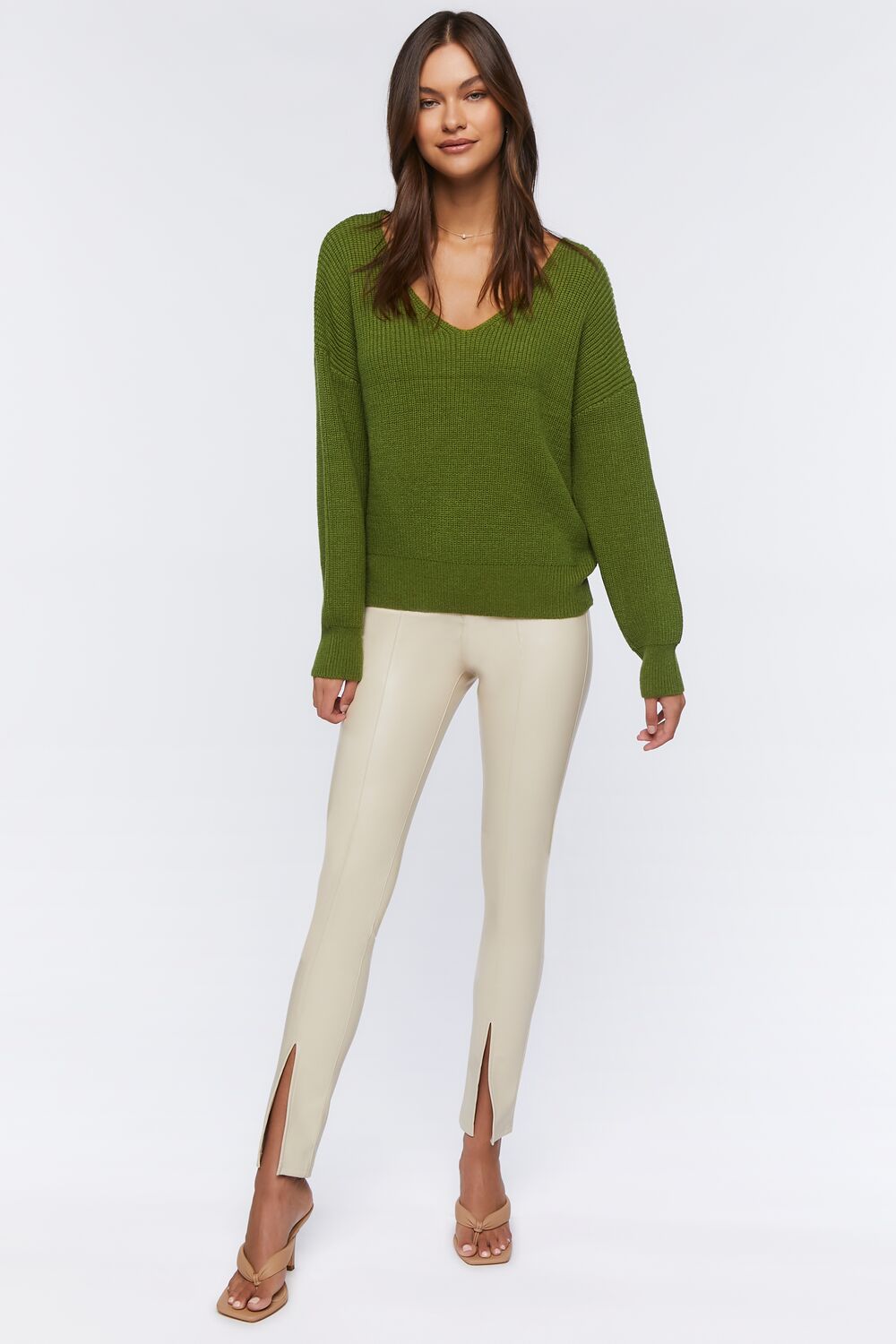 Ribbed Drop-Sleeve Sweater