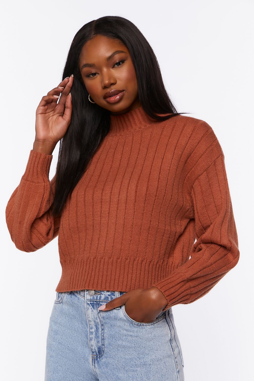 Ribbed Mock Neck Sweater