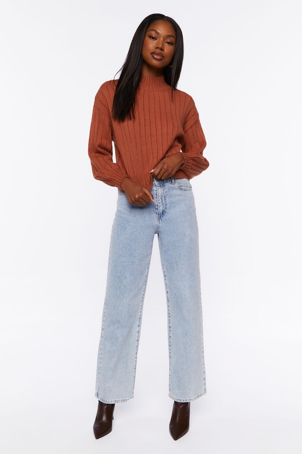 Ribbed Mock Neck Sweater