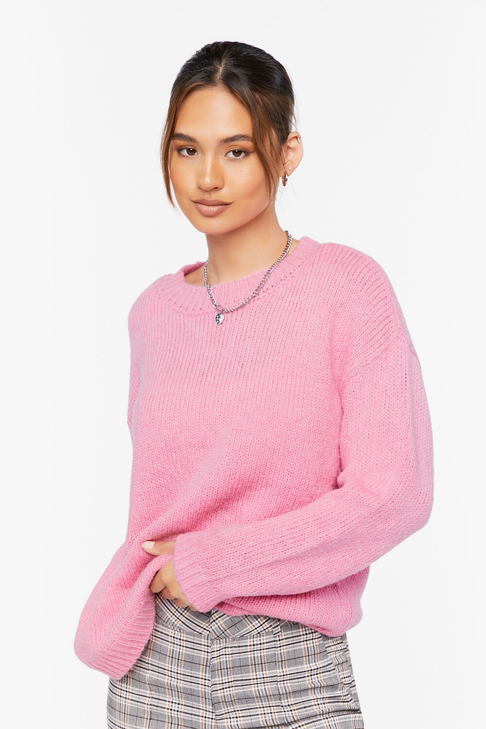 Drop-Sleeve Crew Neck Sweater