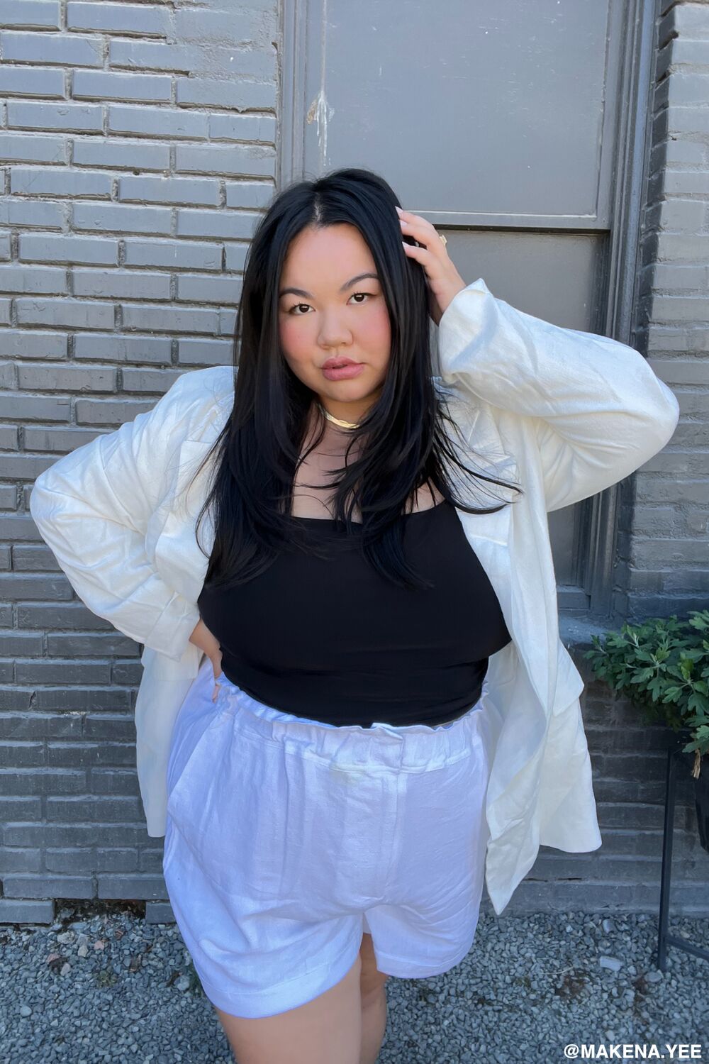 Plus Size Paperbag High-Rise Shorts