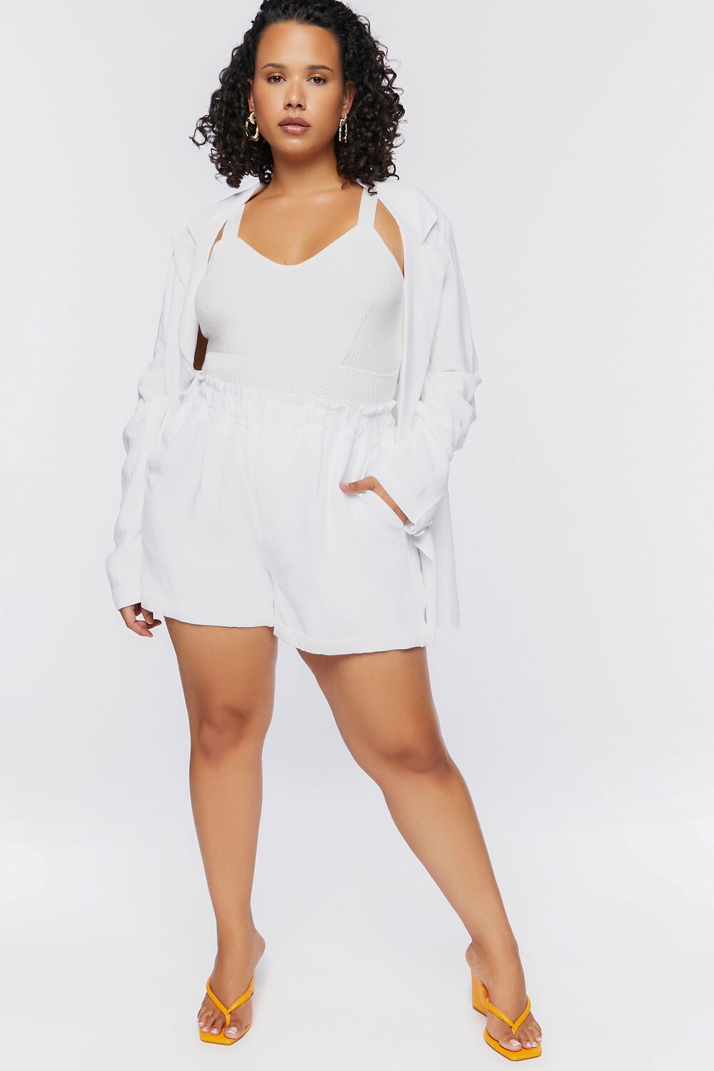 Plus Size Paperbag High-Rise Shorts