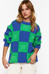 Fuzzy Checkered Sweater