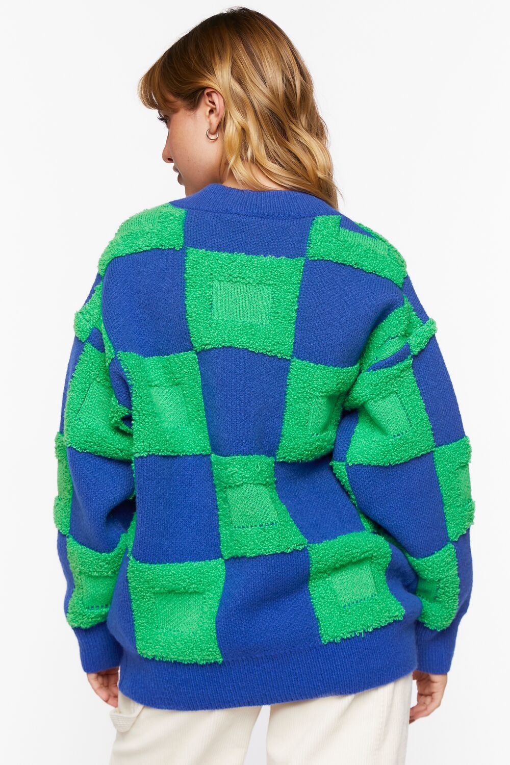 Fuzzy Checkered Sweater