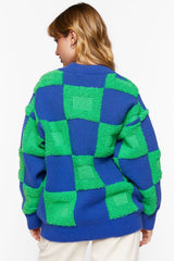 Fuzzy Checkered Sweater