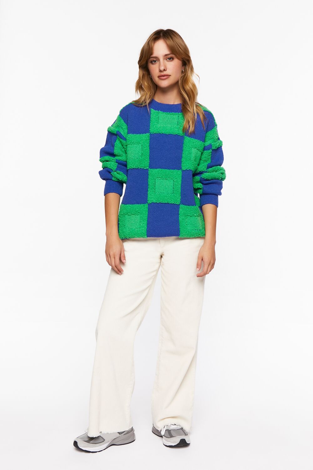 Fuzzy Checkered Sweater