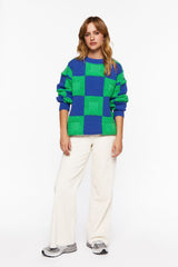 Fuzzy Checkered Sweater