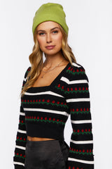 Striped Tulip Print Sweater