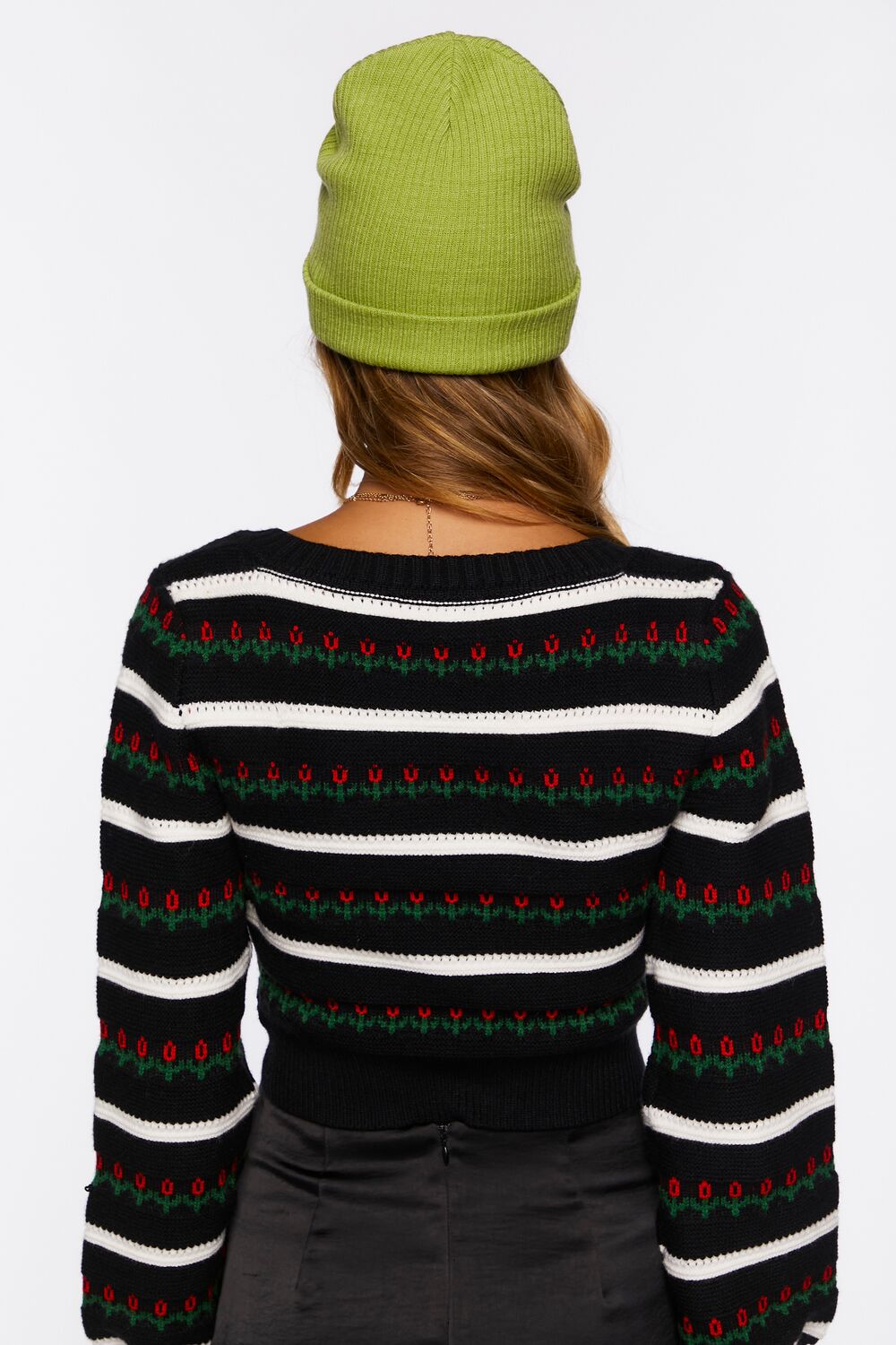 Striped Tulip Print Sweater