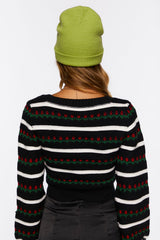 Striped Tulip Print Sweater