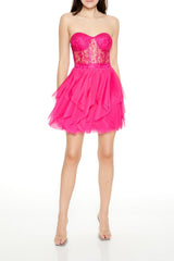 Lace & Tulle Bustier Mini Dress