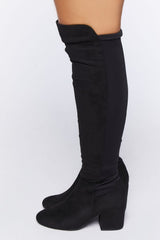 Faux Suede Block Heel Boots (Wide)