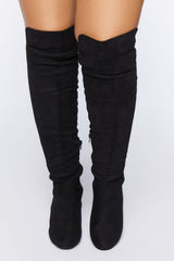 Faux Suede Block Heel Boots (Wide)
