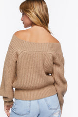 Purl Knit Off-the-Shoulder Sweater