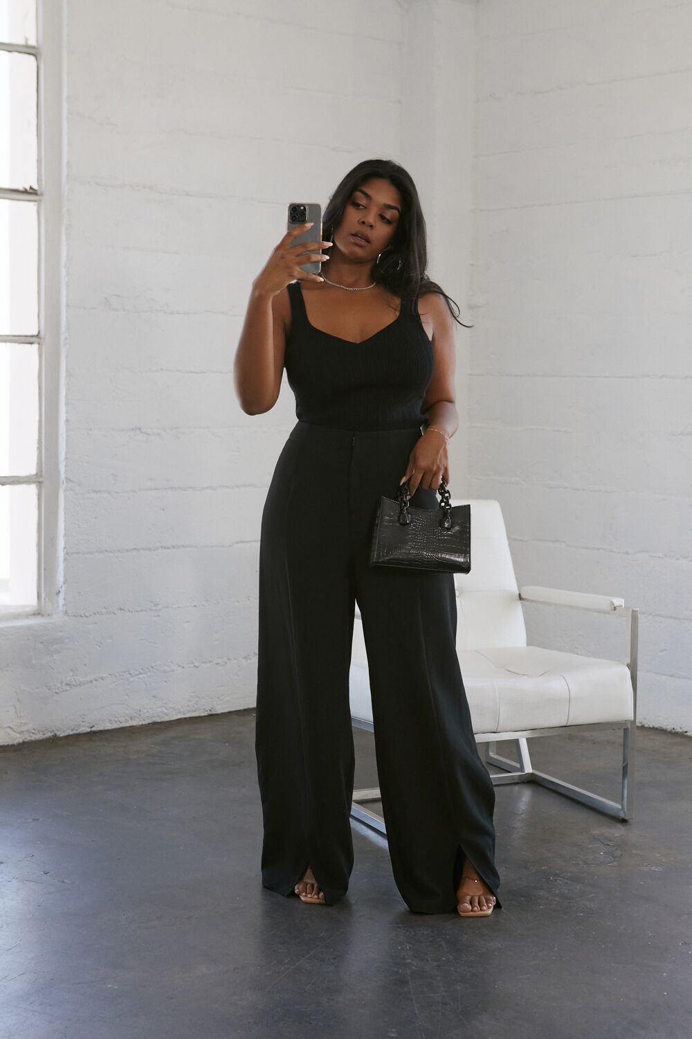 Plus Size Split-Hem Pants