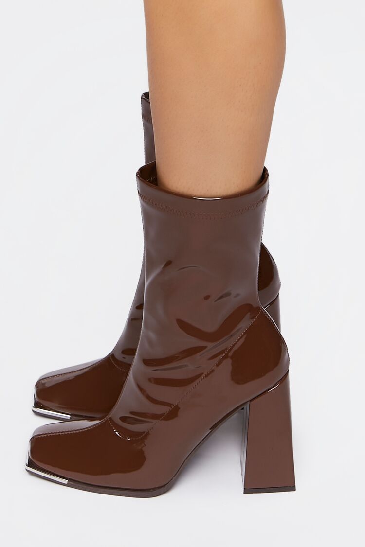 Faux Patent Leather Booties