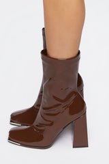 Faux Patent Leather Booties