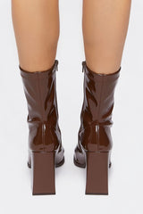Faux Patent Leather Booties